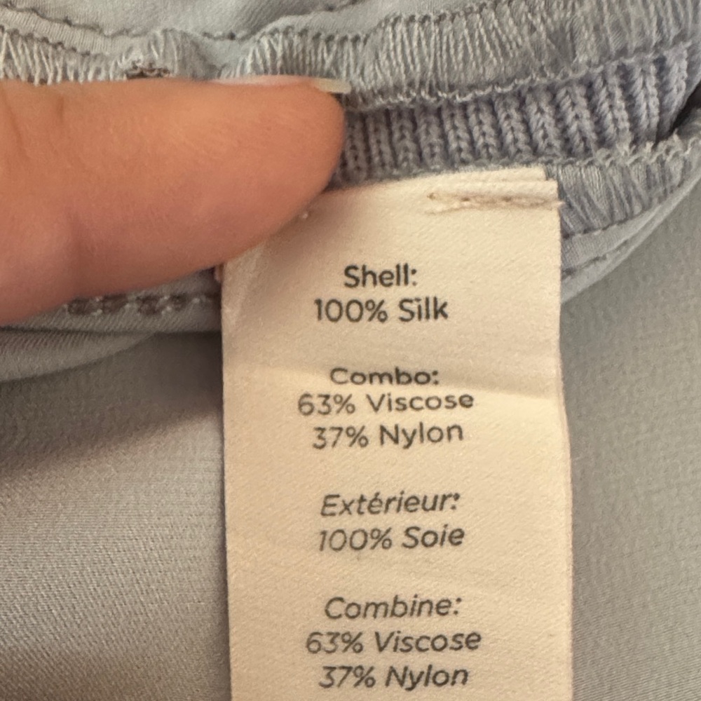 Cinq a Sept Ice Blue Silk Ruffle Trim Shell - Picture 7 of 7